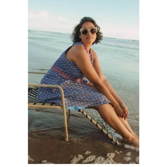 Anthropologie Maeve Buckley Mini Dress Blue Button Front Size 8 Pockets​ - Picture 10 of 12